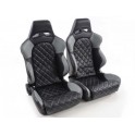 SEMIBAQUETS TIPO RECARO SPEED CLASSIC PIEL NEGRO Y GRIS GFK